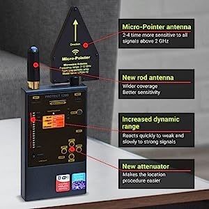 1206S RF Wireless Signal Detector 50Mhz - 4000Mhz Anti Camera Scanner IProtect